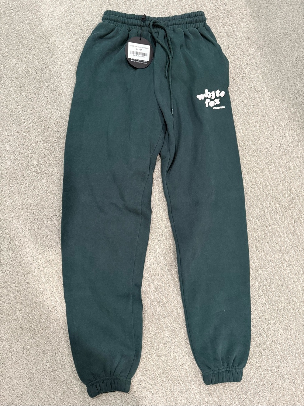 White Fox Boutique Kids Forest Green Sweatpants with Logo
